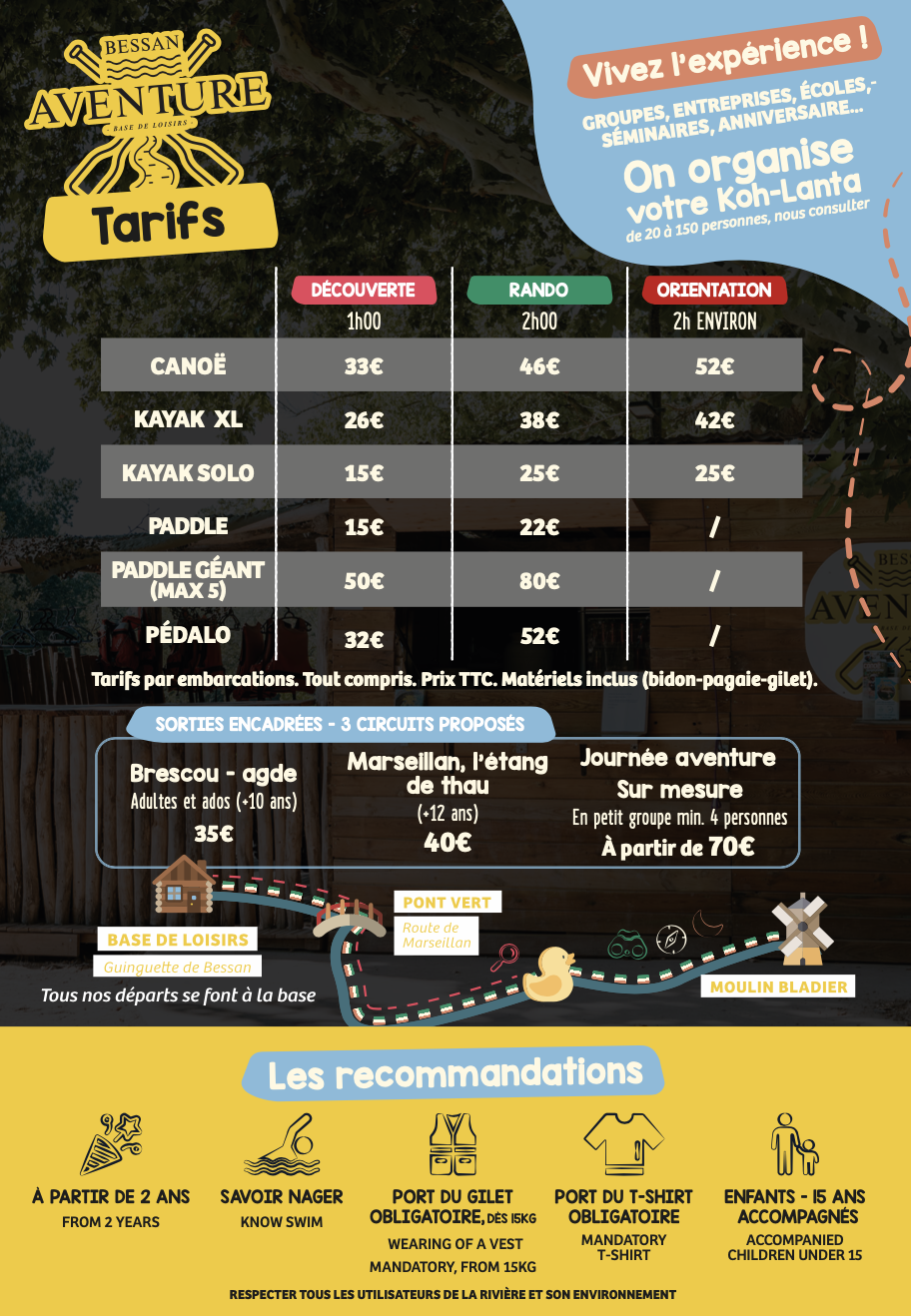 tarifs ete 2025